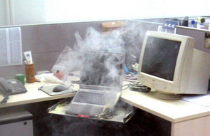 dell laptop on fire
