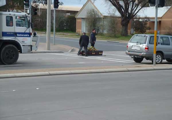 lost coffin on the road