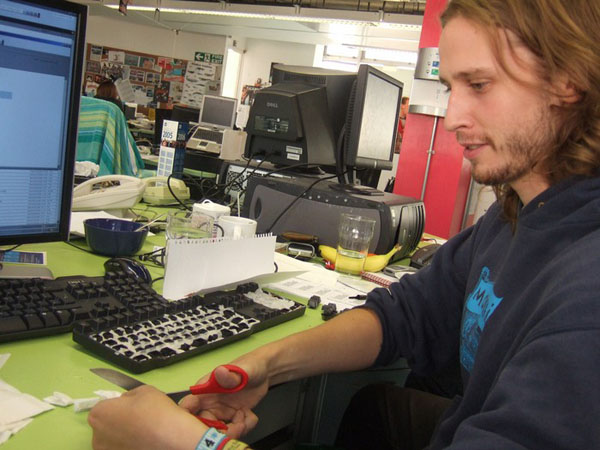 office grass keyboard
